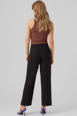 Vero Moda Pantalón recto de mujer de talle alto Negro Clearance