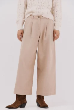 Cortefiel Pantalón sarga lavada Beige Discount