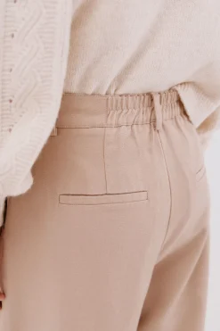 Cortefiel Pantalón sarga lavada Beige Discount