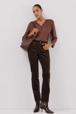 Cortefiel Pantalón sensational velvet Marr&oacute;n oscuro Best