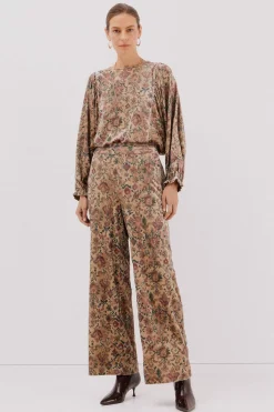 Cortefiel Pantalón terciopelo estampado Estampado marr&oacute;n Hot