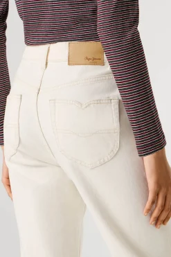 Pepe Jeans Pantalón vaquero acampanado tiro alto marfil Outlet
