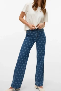 Vero Moda Pantalón vaquero estampado Azul Clearance