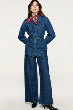 Selected Pantalón vaquero pinzas algodón orgánico. Azul marino Best