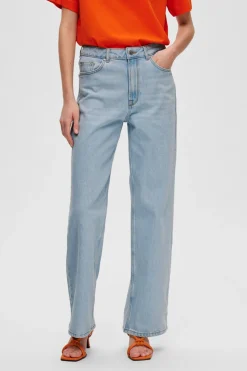 Selected Pantalón vaquero Wide Leg confeccionado con algodón orgánico Azul Outlet