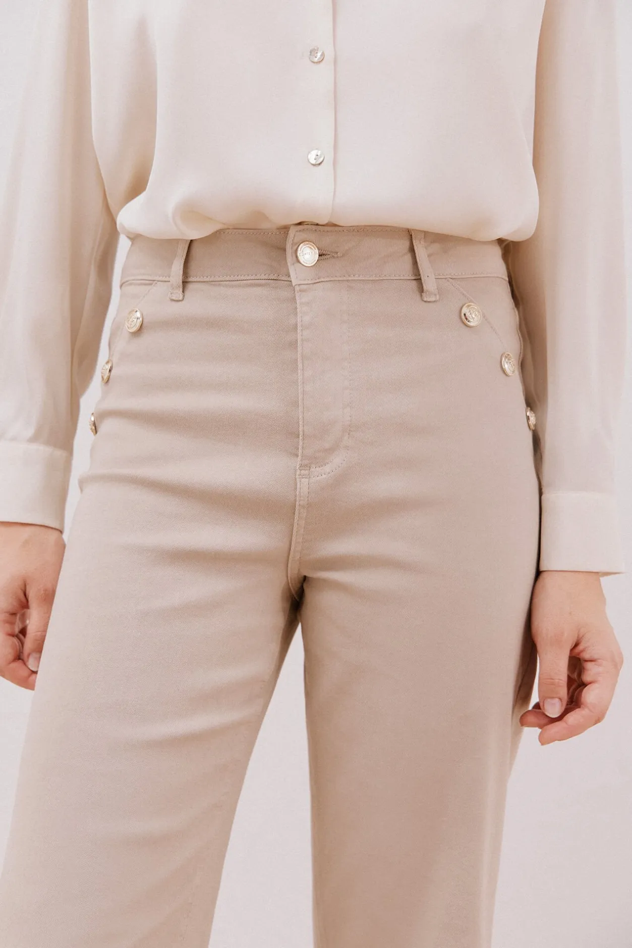 Cortefiel Pantalones buttons Marfil Hot