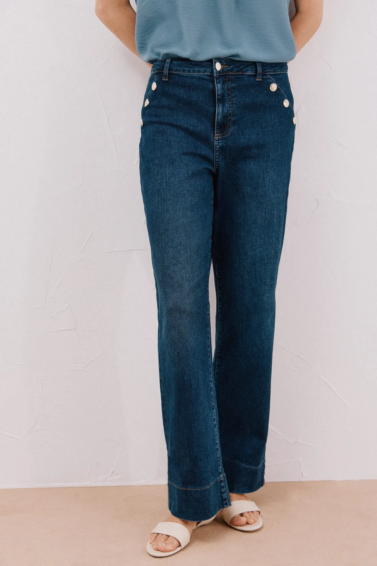 Cortefiel Pantalones buttons Azul Discount