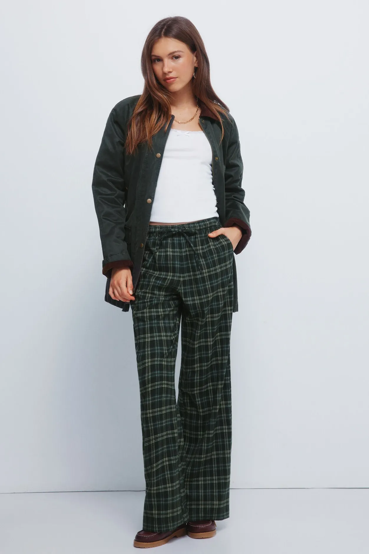 Springfield Pantalones jogger cuadros verde