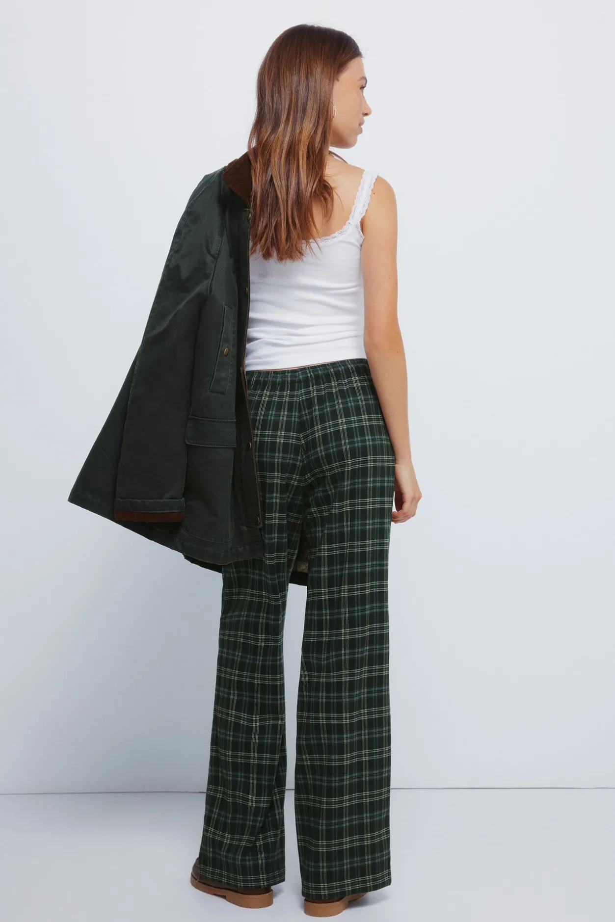 Springfield Pantalones jogger cuadros verde