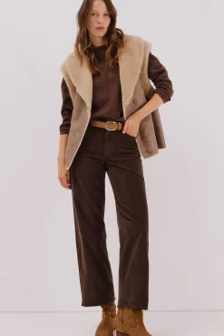 Cortefiel Pantalones Marine Velvet Marr&oacute;n oscuro