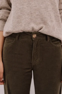 Cortefiel Pantalones Marine Velvet Kaki Hot