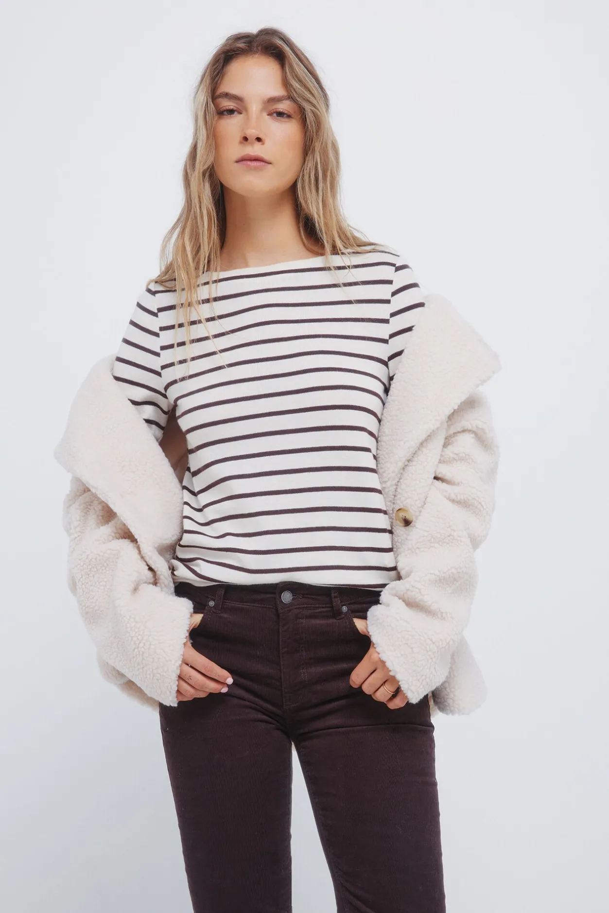 Springfield Pantalones pana low flare marrón Best