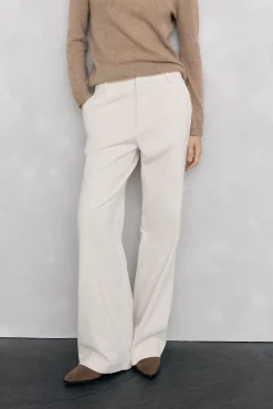 Pedro del Hierro Pantalones pana wide leg classic Crudo
