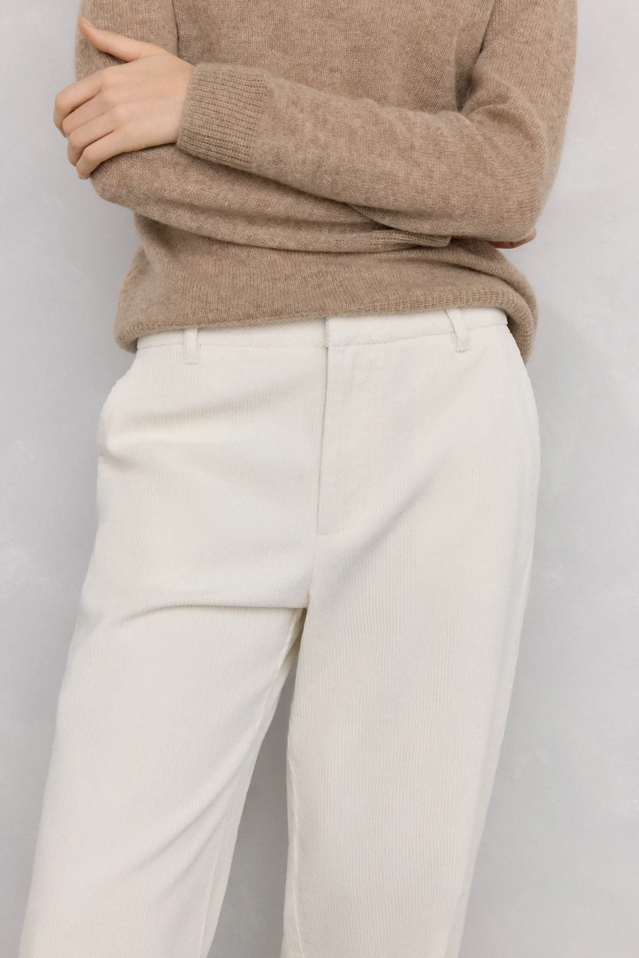 Pedro del Hierro Pantalones pana wide leg classic Crudo