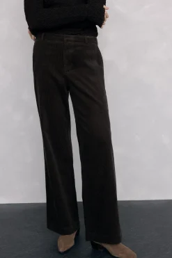 Pedro del Hierro Pantalones pana wide leg classic Verde Discount