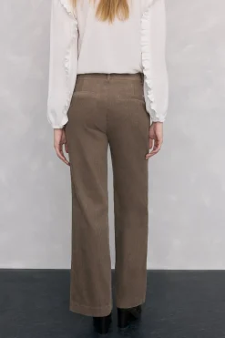 Pedro del Hierro Pantalones pana wide leg classic Marr&oacute;n Online