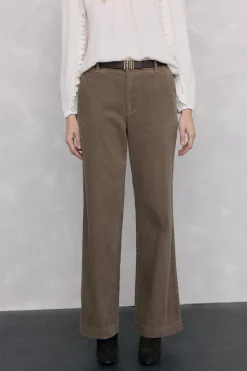 Pedro del Hierro Pantalones pana wide leg classic Marr&oacute;n Online