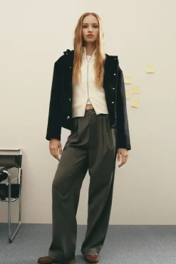 Springfield Pantalones pinzas goma cintura gris Sale