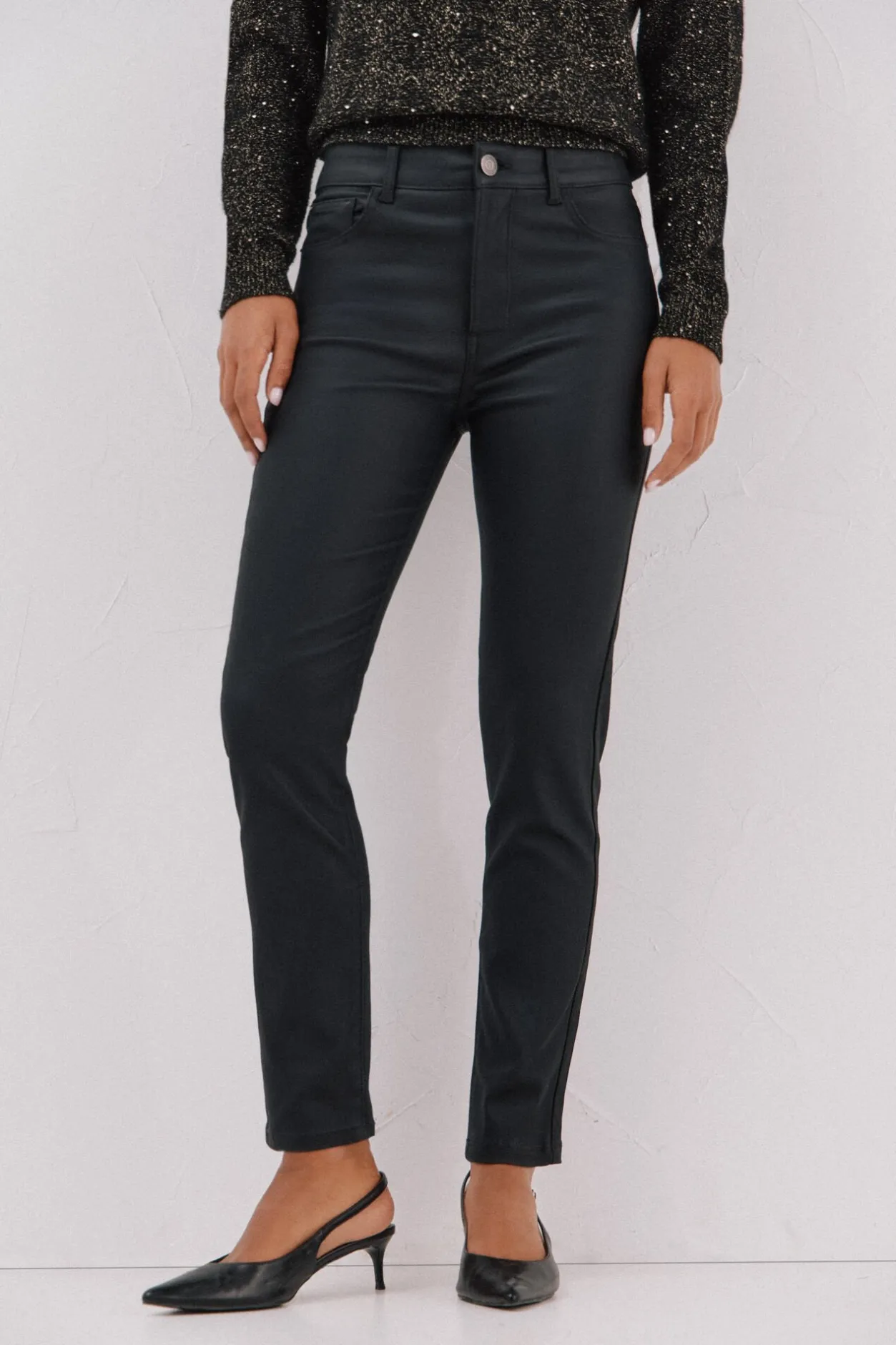 Cortefiel Pantalones sensational resinados Negro Discount