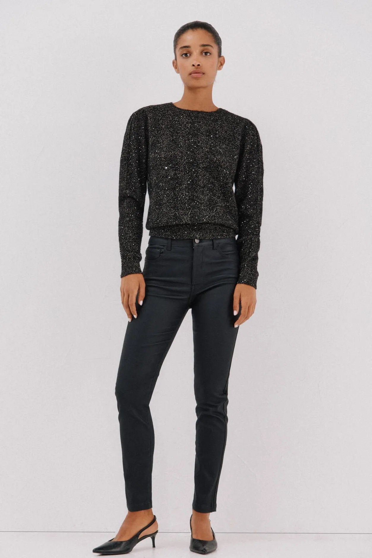 Cortefiel Pantalones sensational resinados Negro Discount