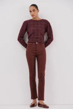 Cortefiel Pantalones sensational resinados Granate Online