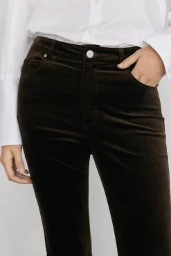 Pedro del Hierro Pantalones terciopelo flare cropped Marr&oacute;n Best