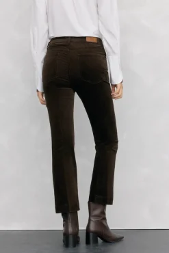 Pedro del Hierro Pantalones terciopelo flare cropped Marr&oacute;n Best