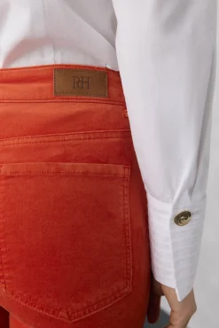 Pedro del Hierro Pantalones terciopelo flare cropped Naranja Hot