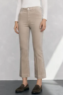 Pedro del Hierro Pantalones terciopelo flare cropped Beige Sale