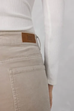 Pedro del Hierro Pantalones terciopelo flare cropped Beige Sale