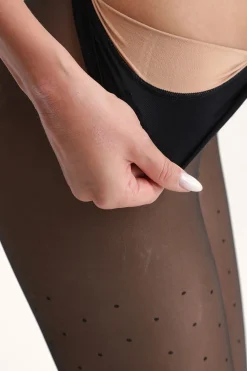 DIM Panty térmico efecto transparente lunares 80 Deniers negro New