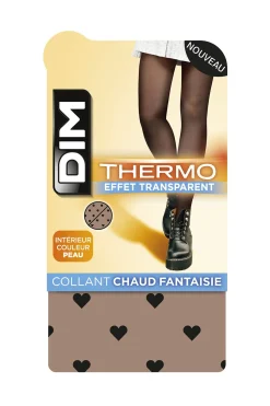 DIM Panty térmico efecto transparente lunares 80 Deniers estampado Clearance