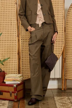 Hoss Intropia Paola. Pantalones con pliegues Kaki Outlet