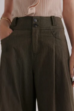 Hoss Intropia Paola. Pantalones con pliegues Kaki Outlet