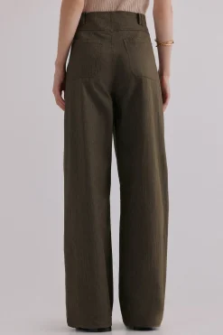 Hoss Intropia Paola. Pantalones con pliegues Kaki Outlet