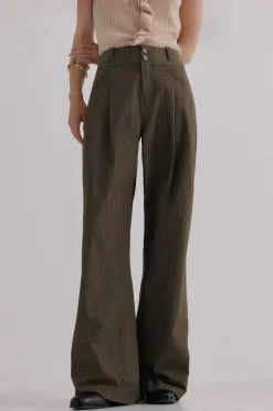 Hoss Intropia Paola. Pantalones con pliegues Kaki Outlet
