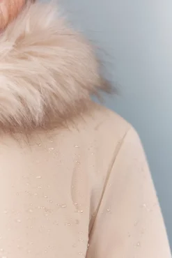 Springfield Parka capucha cierre metálico Sorona Aura beige New