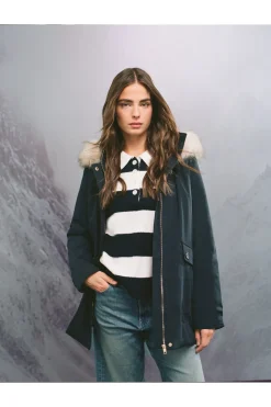 Springfield Parka capucha cierre metálico Sorona Aura azul Clearance