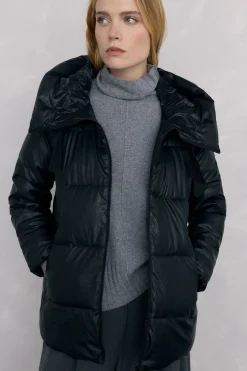 Pedro del Hierro Parka capucha efecto piel Negro Outlet