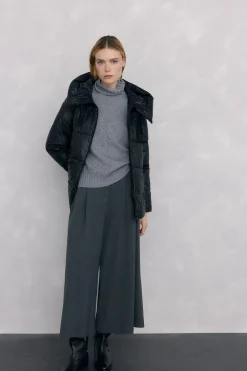 Pedro del Hierro Parka capucha efecto piel Negro Outlet