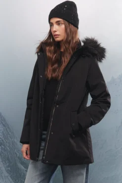 Springfield Parka capucha pelo Sorona Aura negro Clearance