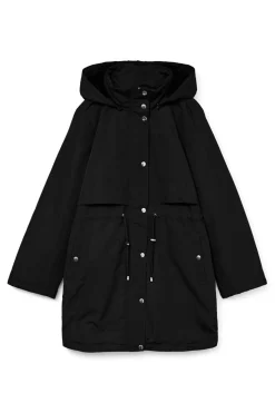Vero Moda Parka con botones plateados Negro Online