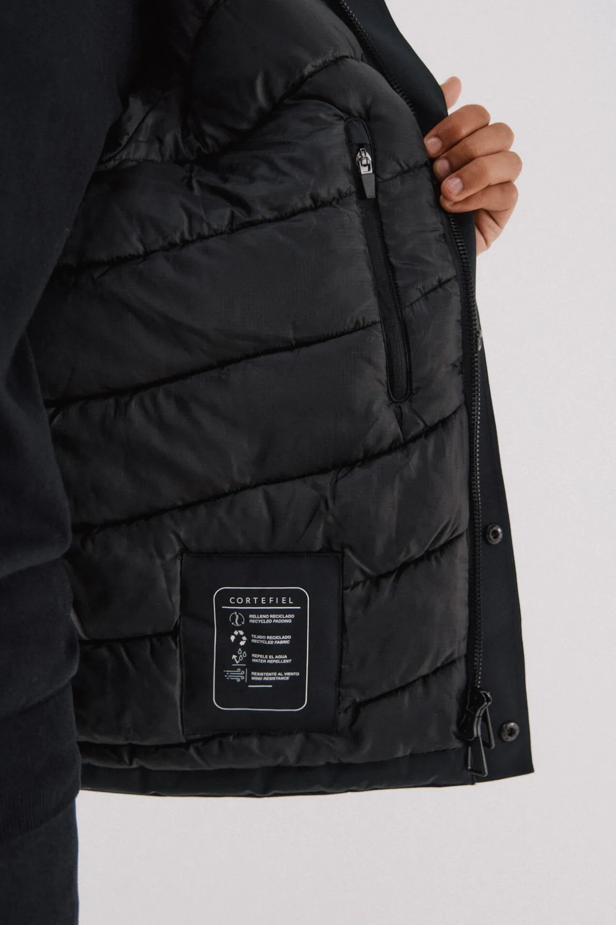 Cortefiel Parka con capucha Negro New