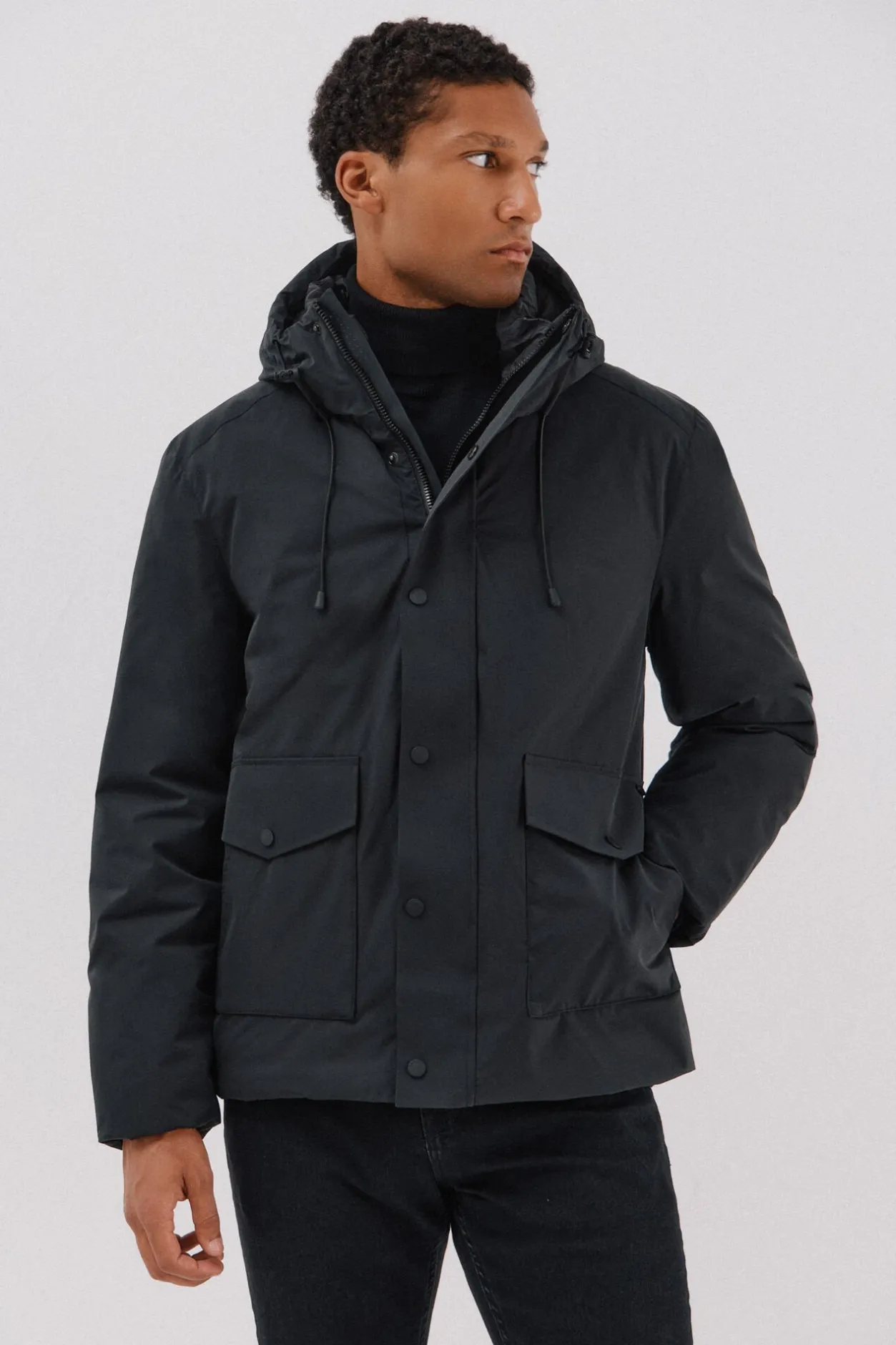 Cortefiel Parka con capucha Negro New