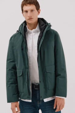 Cortefiel Parka con capucha Verde oscuro Sale