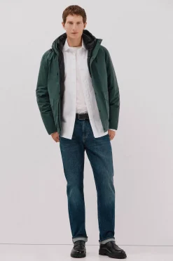 Cortefiel Parka con capucha Verde oscuro Sale