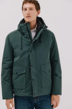 Cortefiel Parka con capucha Verde oscuro Sale