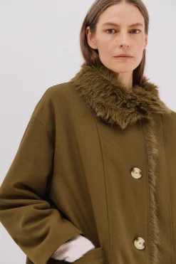 Cortefiel Parka con cuello efecto pelo Marr&oacute;n oscuro Discount