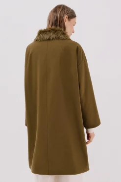 Cortefiel Parka con cuello efecto pelo Marr&oacute;n oscuro Discount