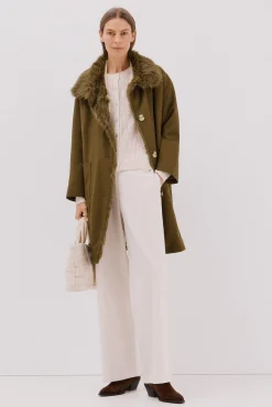 Cortefiel Parka con cuello efecto pelo Marr&oacute;n oscuro Discount